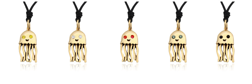 Cute Jelllyfish Handmade Gold Brass Necklace Pendant Jewelry
