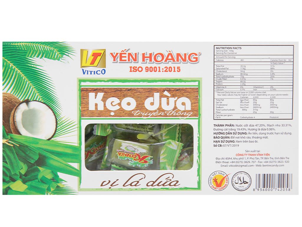 Yen Hoang Coconut Milk Candy With Pandan & Cocoa Flavours 250g