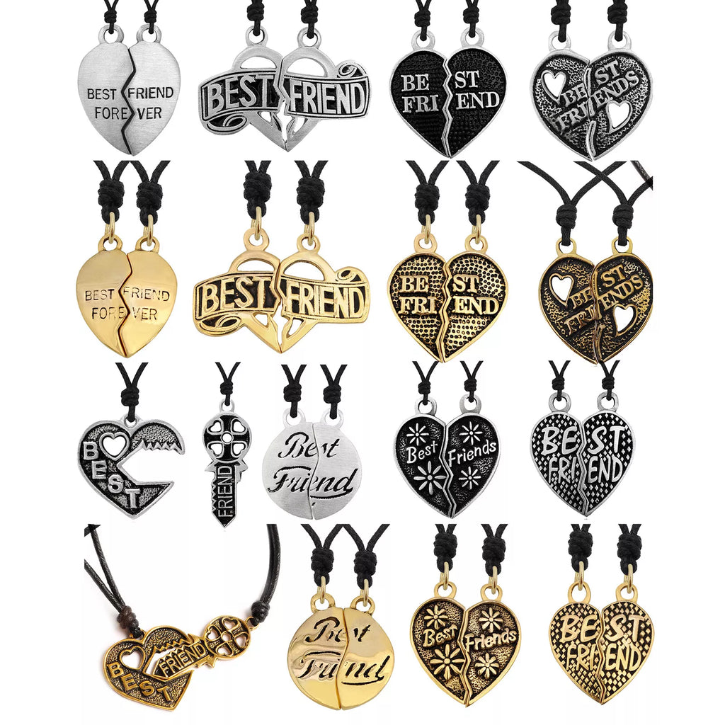 Bestfriend Couple Pendant Silver Pewter Gold Brass Charm Necklace Pendant Jewelr
