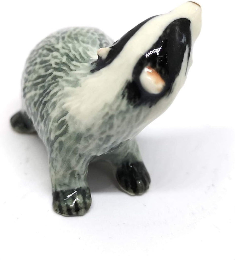 Tiny Ceramic Badger Figurine Craft Miniature Collectible Porcelain Animal Zoo