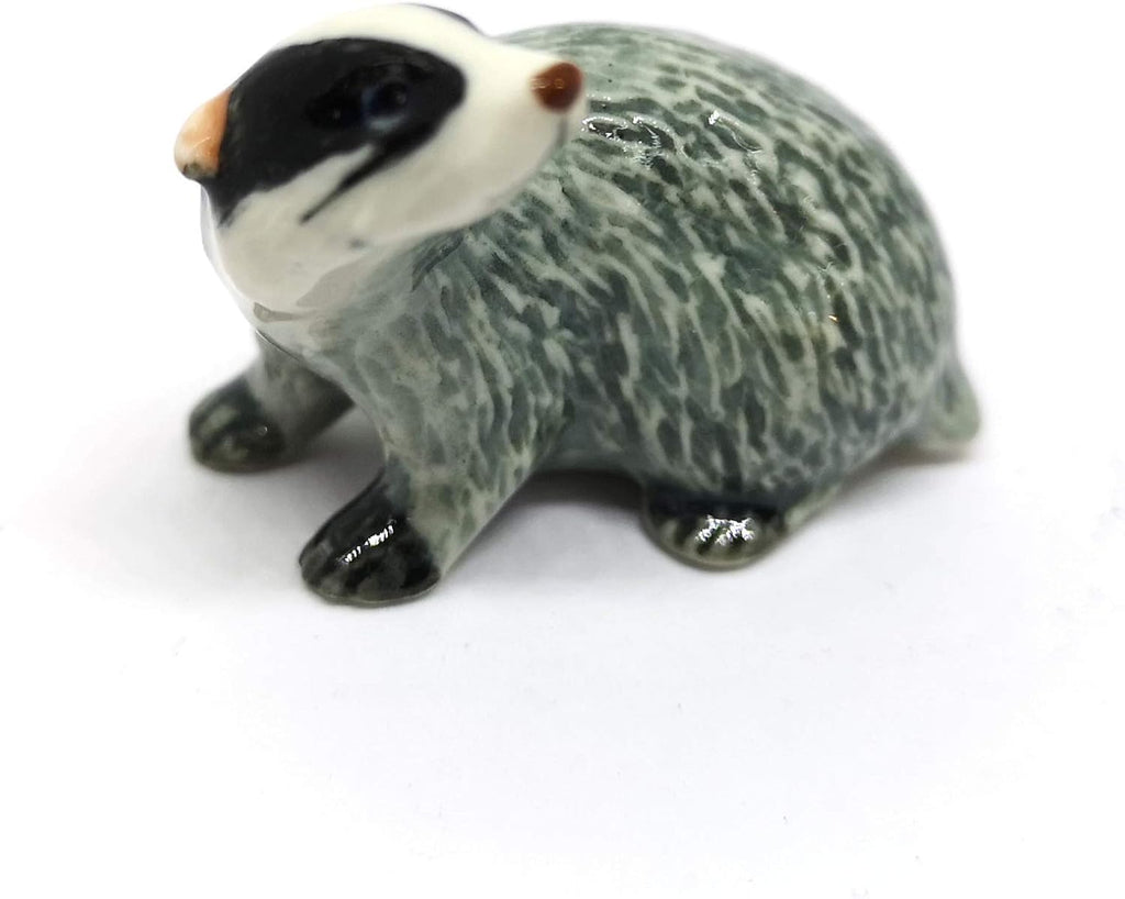 Tiny Ceramic Badger Figurine Craft Miniature Collectible Porcelain Animal Zoo