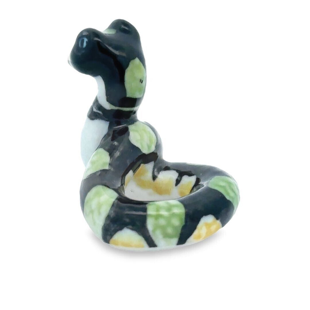 Handmade Miniatures Ceramic Green-spotted Snake Figurine Animals Decor/Animal Collection