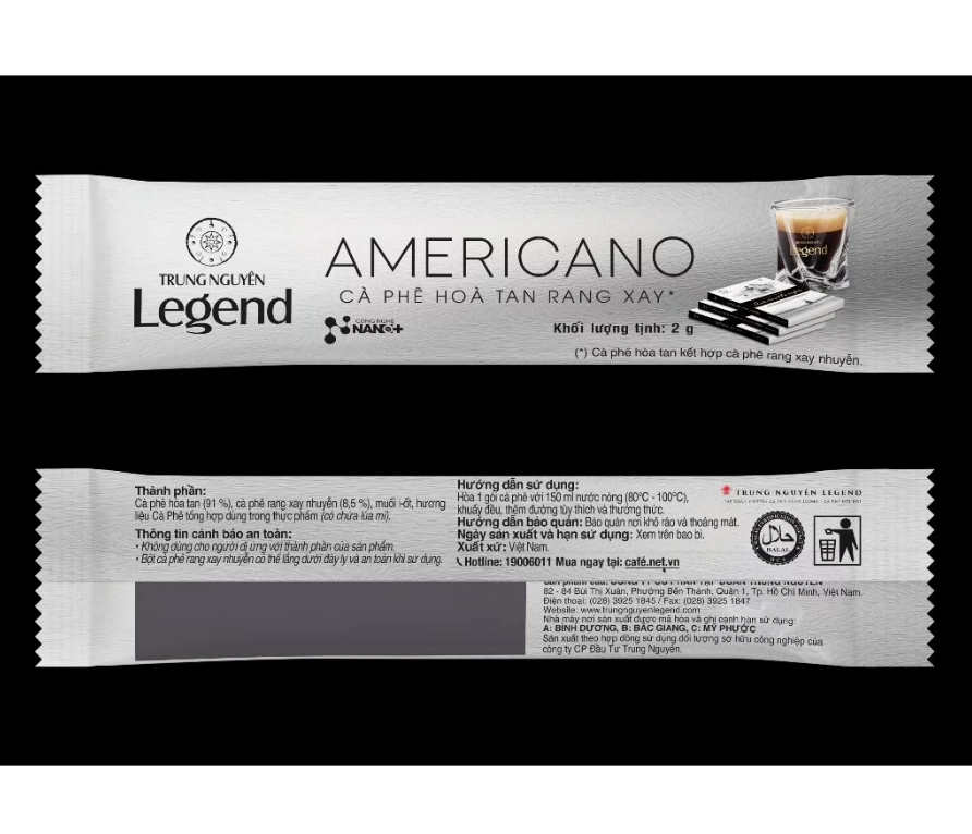 Trung Nguyên Legend Instant Coffee With Finely-Milled Coffee Beans – Americano 30g (15 Pack x 2g)