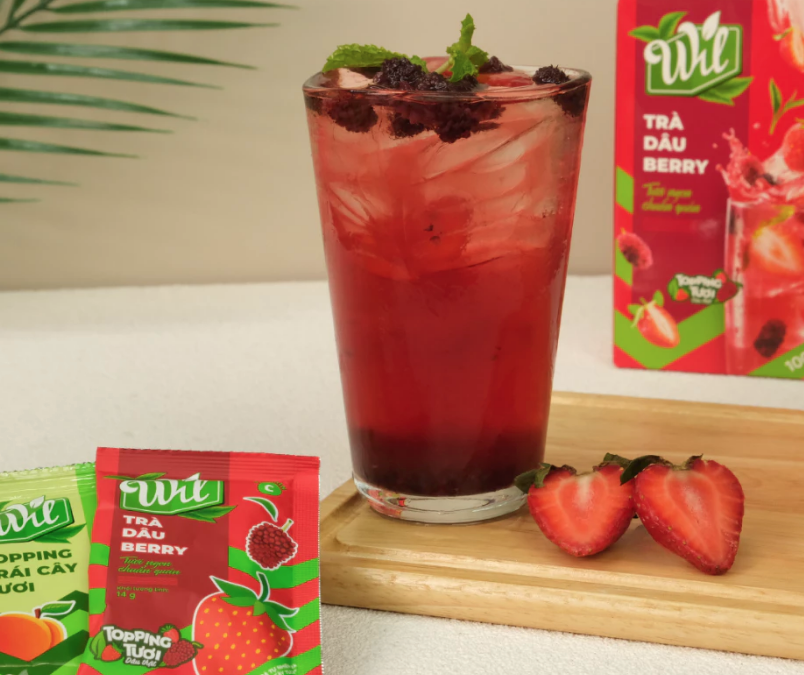 Wil Tea Strawberry Berry Tea With Real Topping 140g Trà Dâu Berry