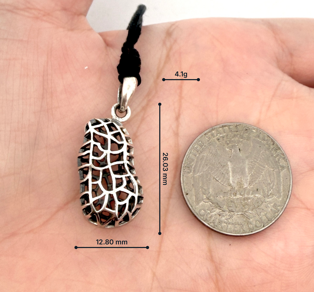 Handmade Peanuts Nut Nature 92.5 Sterling Silver Necklace Pendant Jewelry