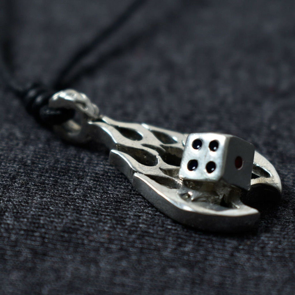 Dice Craps Shoot Gambler Silver Pewter Charm Necklace Pendant Jewelry