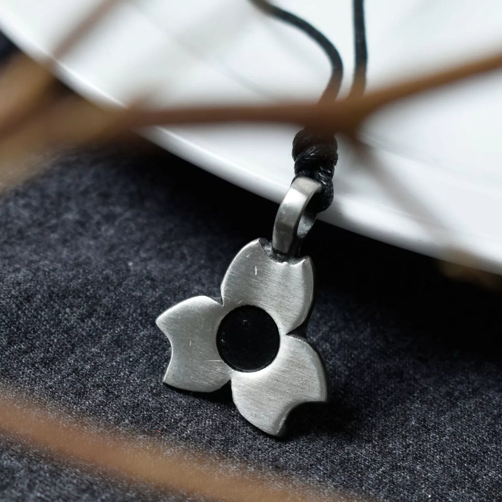 Trilogy Flower Silver Pewter Charm Necklace Pendant Jewelry