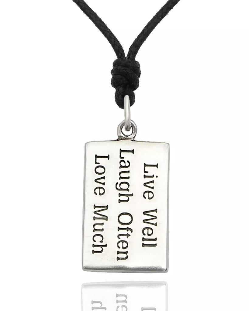 Slogan Live Love & Laugh Silver Pewter Charm Necklace Pendant Jewelry