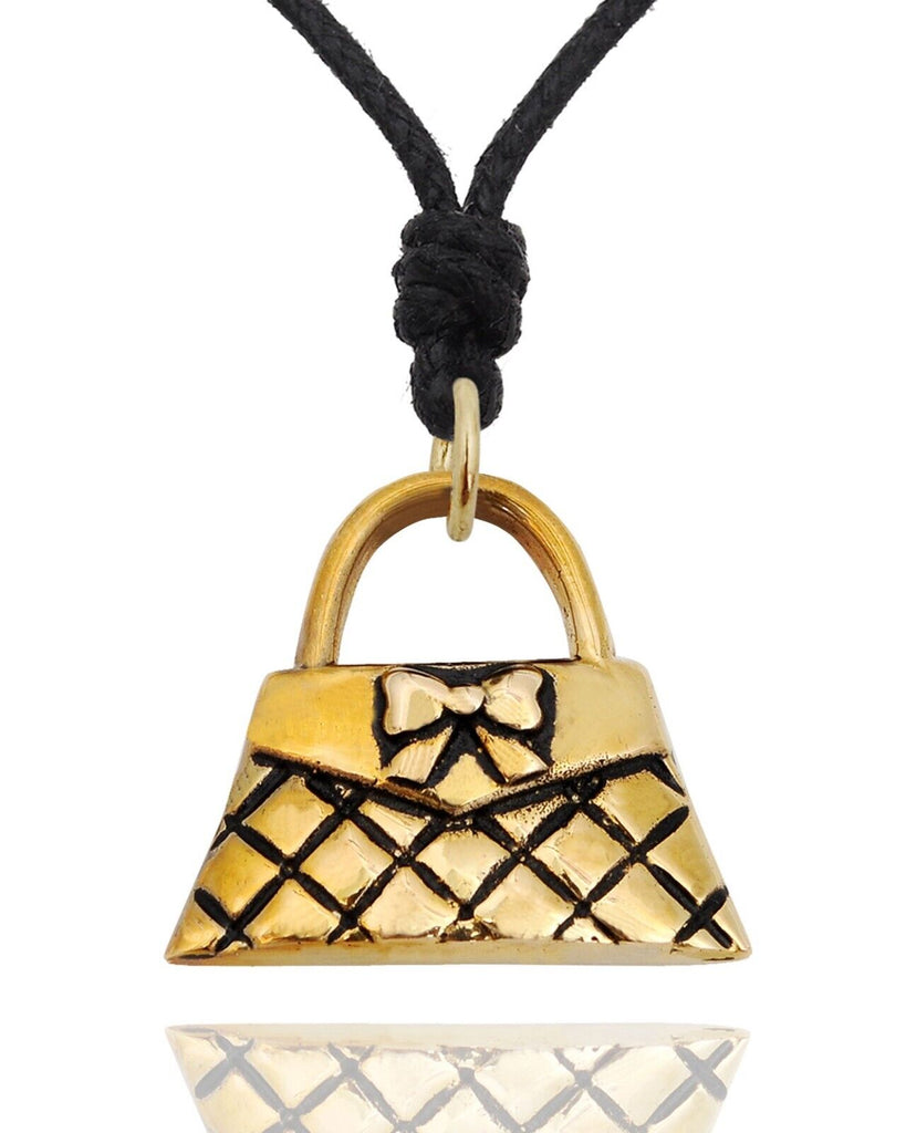 Luggage Briefcase Handmade Gold Brass Necklace Pendant Jewelry