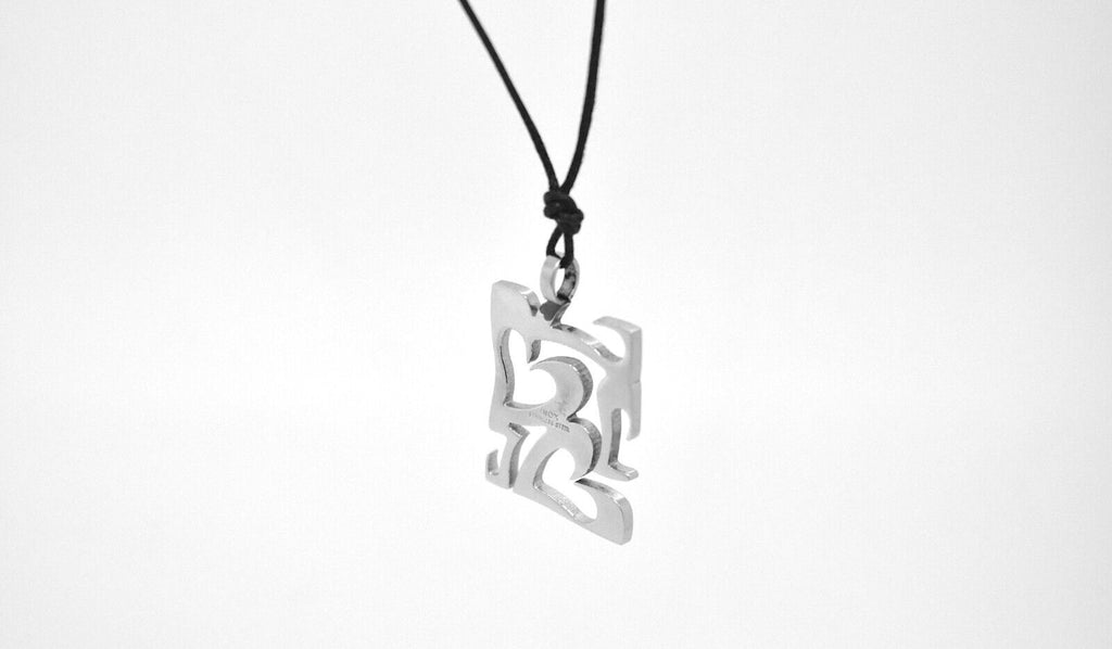 Small Hearts In Rectangle Stainless Steel & 18K Gold Necklace Pendant Jewelry