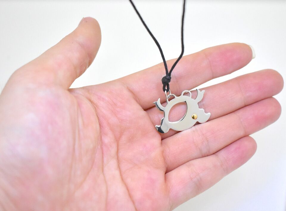 Cute Frog Stainless Steel & 18K Gold Necklace Pendant Jewelry