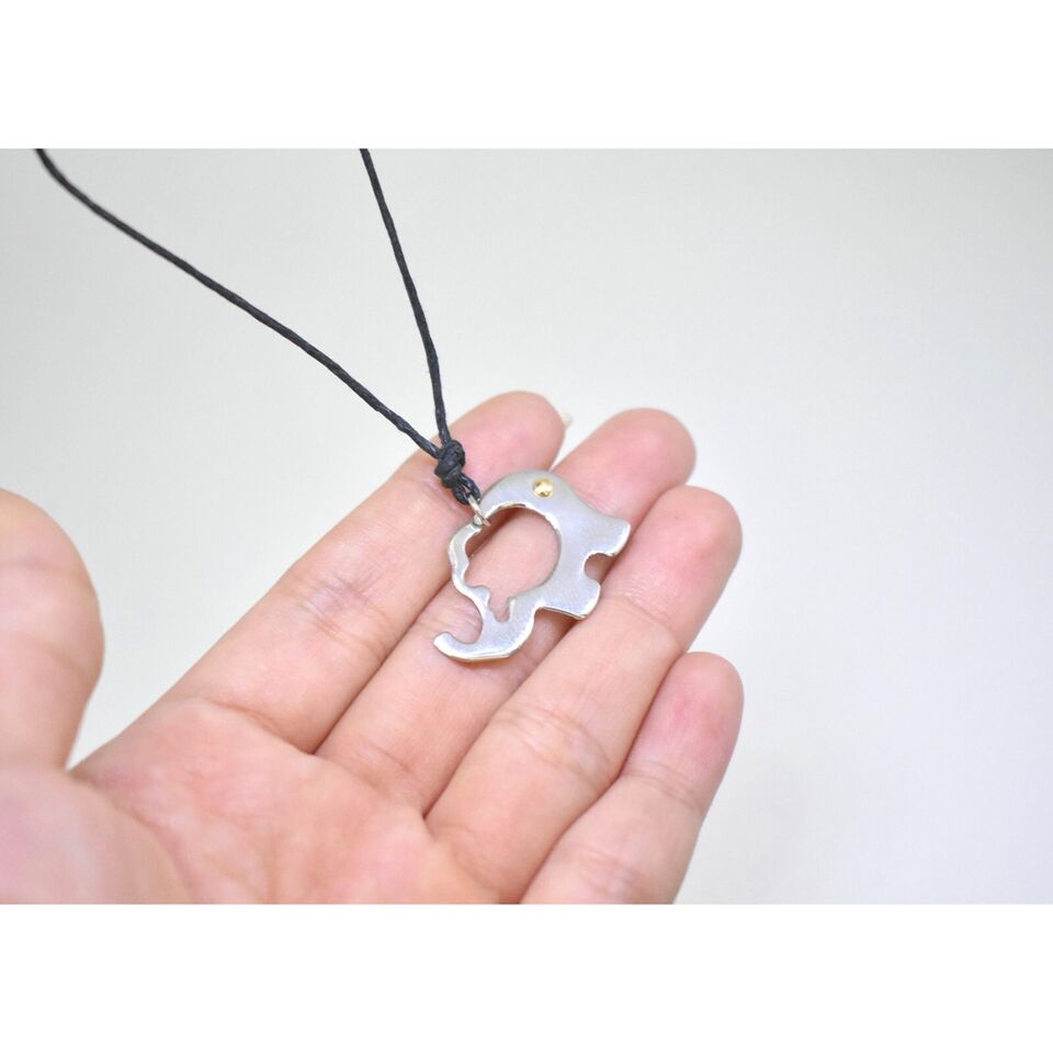 Cute Abstract Elephant Stainless Steel & 18K Gold Necklace Pendant Jewelry