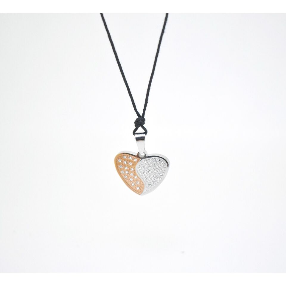 Lovely Heart Stainless Steel Brass Charm Necklace Pendant Jewelry