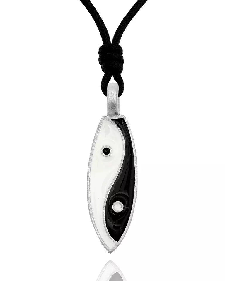 New Lovely Yin Yang Surfboard Silver Pewter Charm Necklace Pendant Jewelry