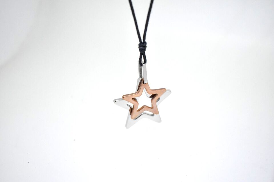 Double Star Stainless Steel Brass Charm Necklace Pendant Jewelry