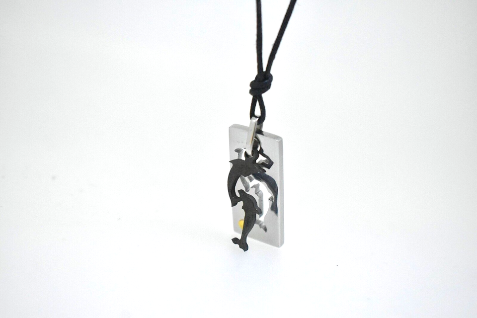 Couple Dolphin Stainless Steel & 18K Gold Necklace Pendant Jewelry