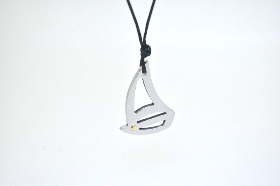 Sailboat Sailing Boat Ship Stainless Steel & 18K Gold Necklace Pendant Jewelry
