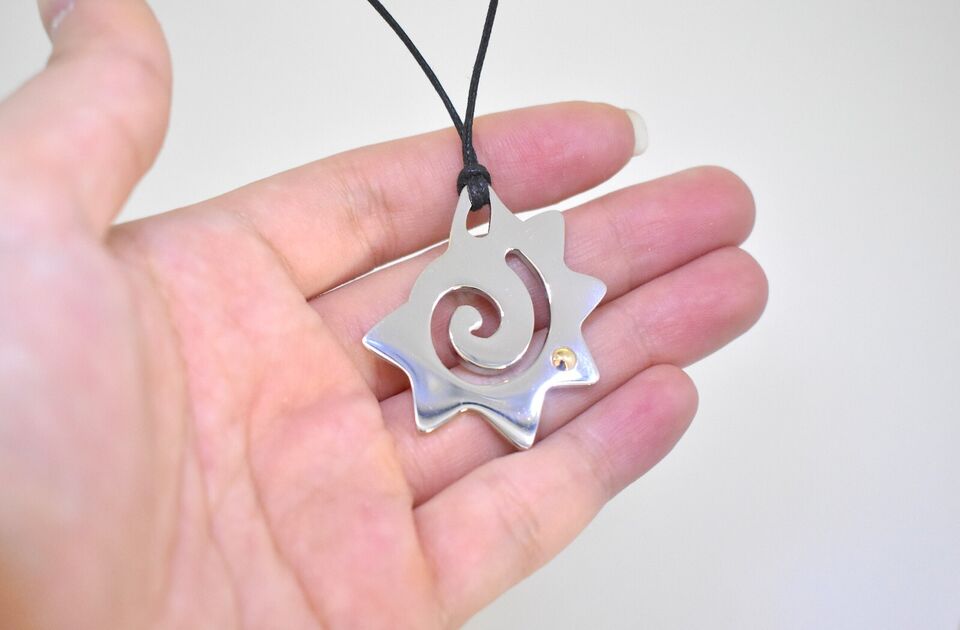 Tribal Maori Stainless Steel & 18K Gold Necklace Pendant Jewelry