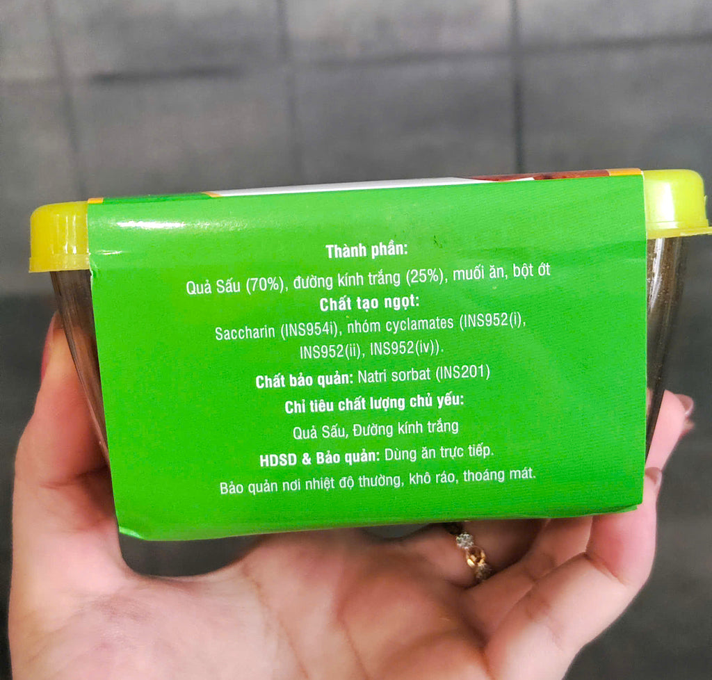 Phuong Soat Dried Candied Fruit Box With Variety Flavours Sau Gion, Peach & Plums with Ginger 300g Mứt Đào Non Đỏ, Mận xào gừng, sấu giòn