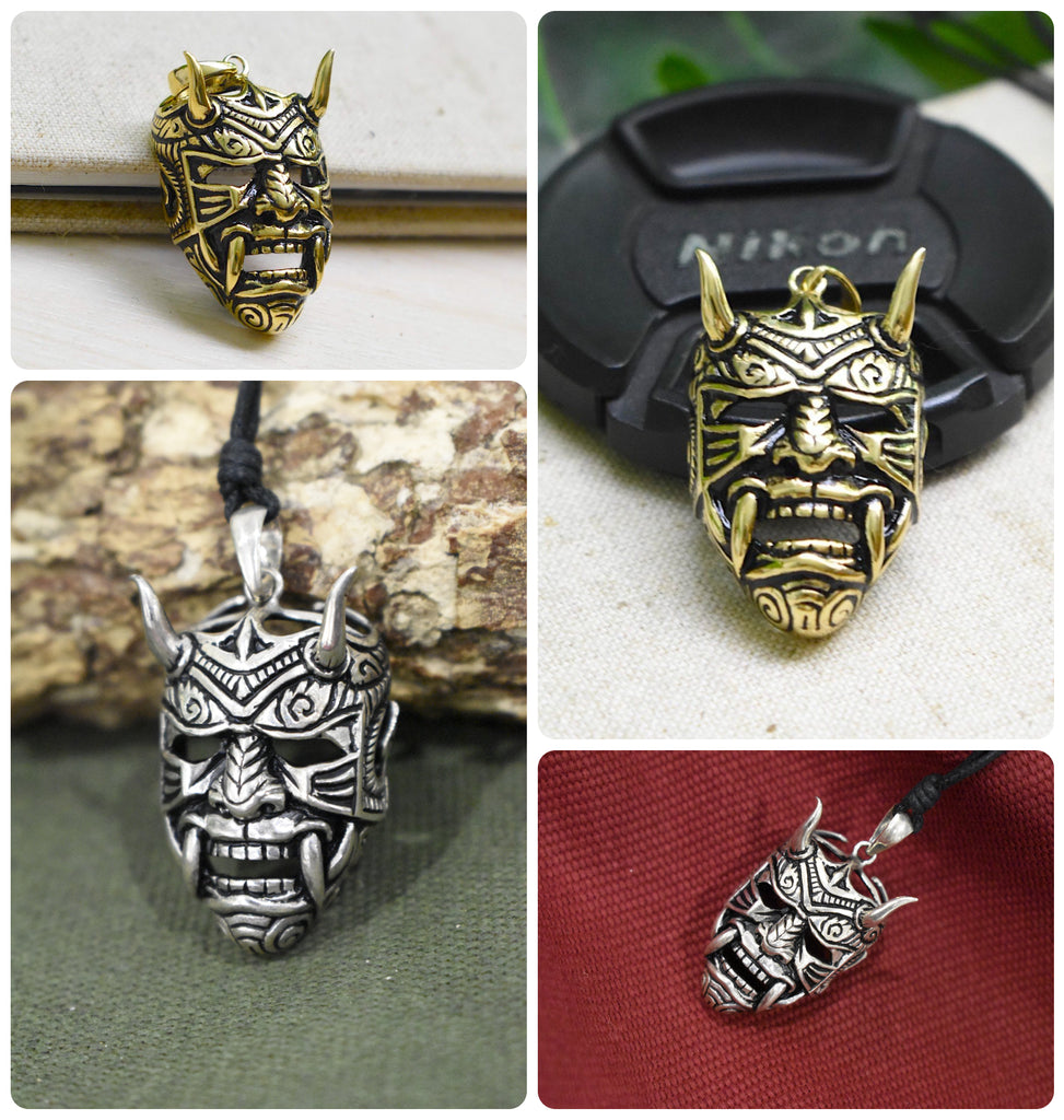 Devil Worshiper Satan Mask 925 Sterling Silver Gold Brass Necklace Jewelry