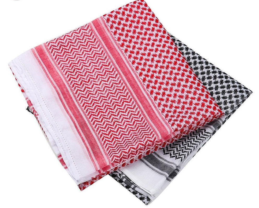 Scarf Keffiyeh Shemagh Arab Original Authentic Quality Palestine Red & White