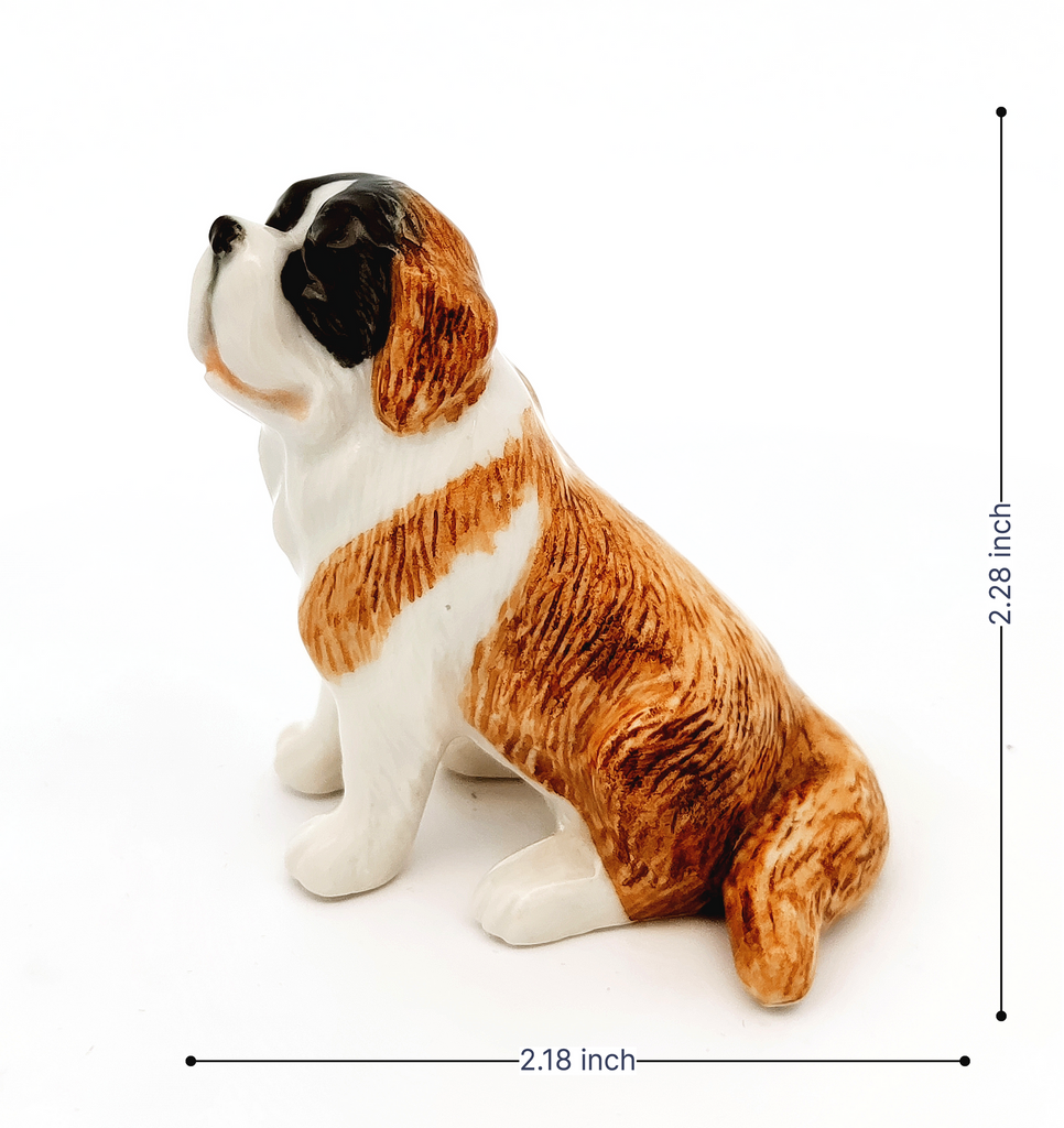 Saint Bernard Dog Ceramic Figurine Hand Painted Porcelain Gift Collectible DecorHandmade Miniatures Cerami Figurine Animals Decor Collection