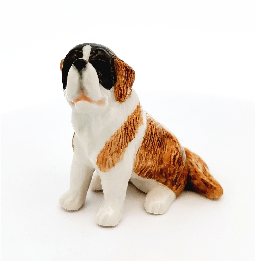 Saint Bernard Dog Ceramic Figurine Hand Painted Porcelain Gift Collectible DecorHandmade Miniatures Cerami Figurine Animals Decor Collection