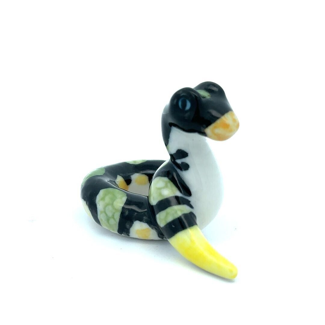 Handmade Miniatures Ceramic Green-spotted Snake Figurine Animals Decor/Animal Collection