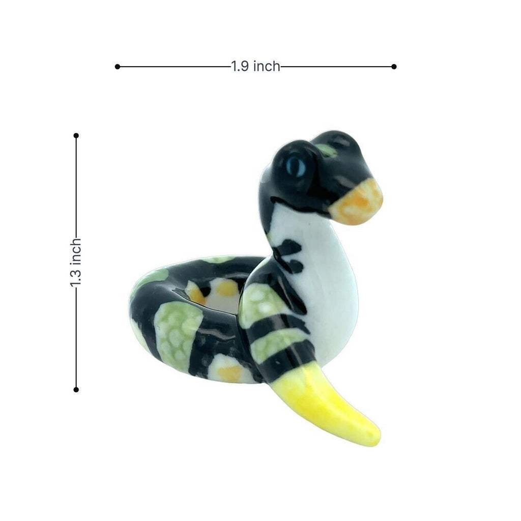 Handmade Miniatures Ceramic Green-spotted Snake Figurine Animals Decor/Animal Collection