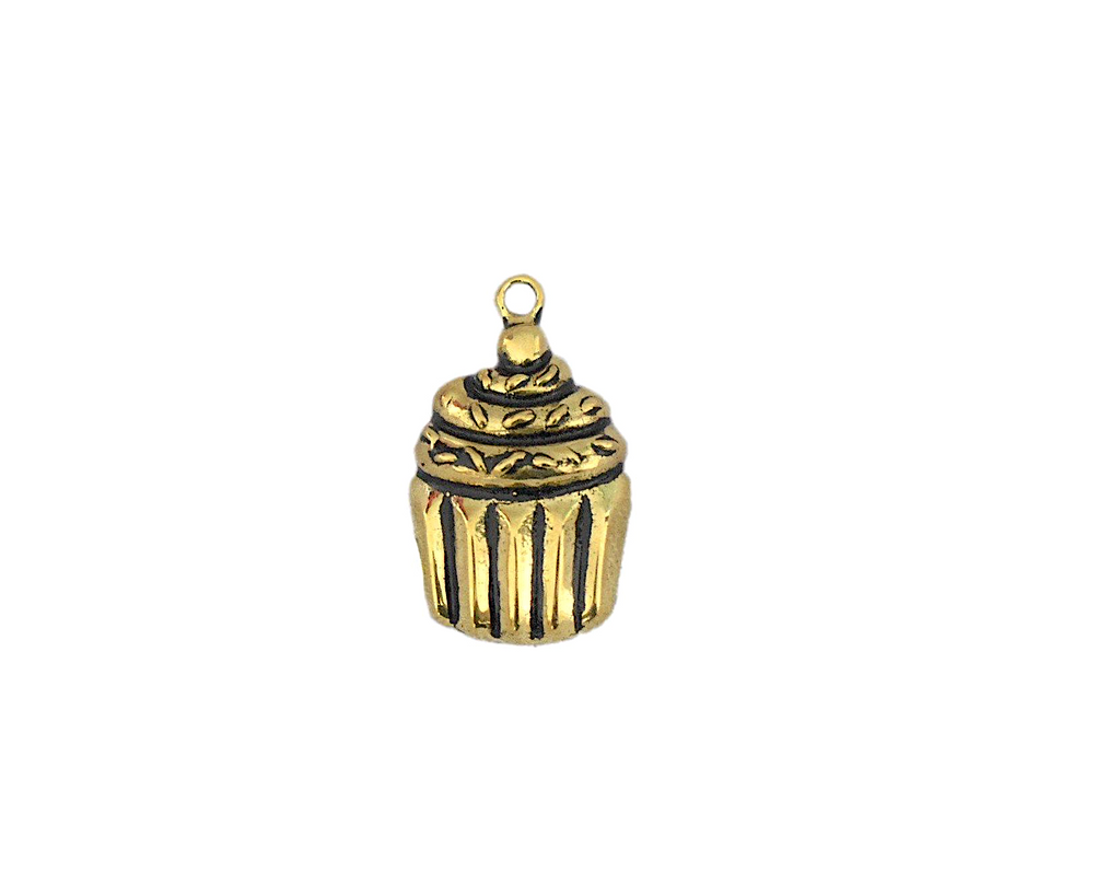 Cupcake Dessert Handmade Gold Brass Necklace Pendant Jewelry