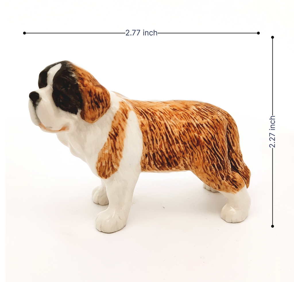Saint Bernard Dog Ceramic Figurine Hand Painted Porcelain Gift Collectible DecorHandmade Miniatures Cerami Figurine Animals Decor Collection