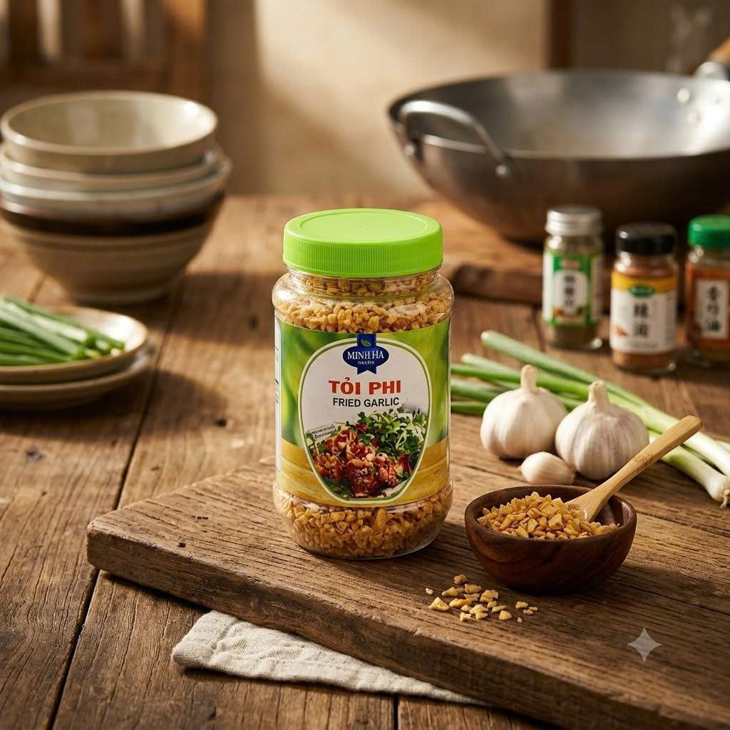 Minh Ha Vietnamese Fried Garlic & Shallots – Eco-Friendly, Handmade, Flavorful Garnish 100g