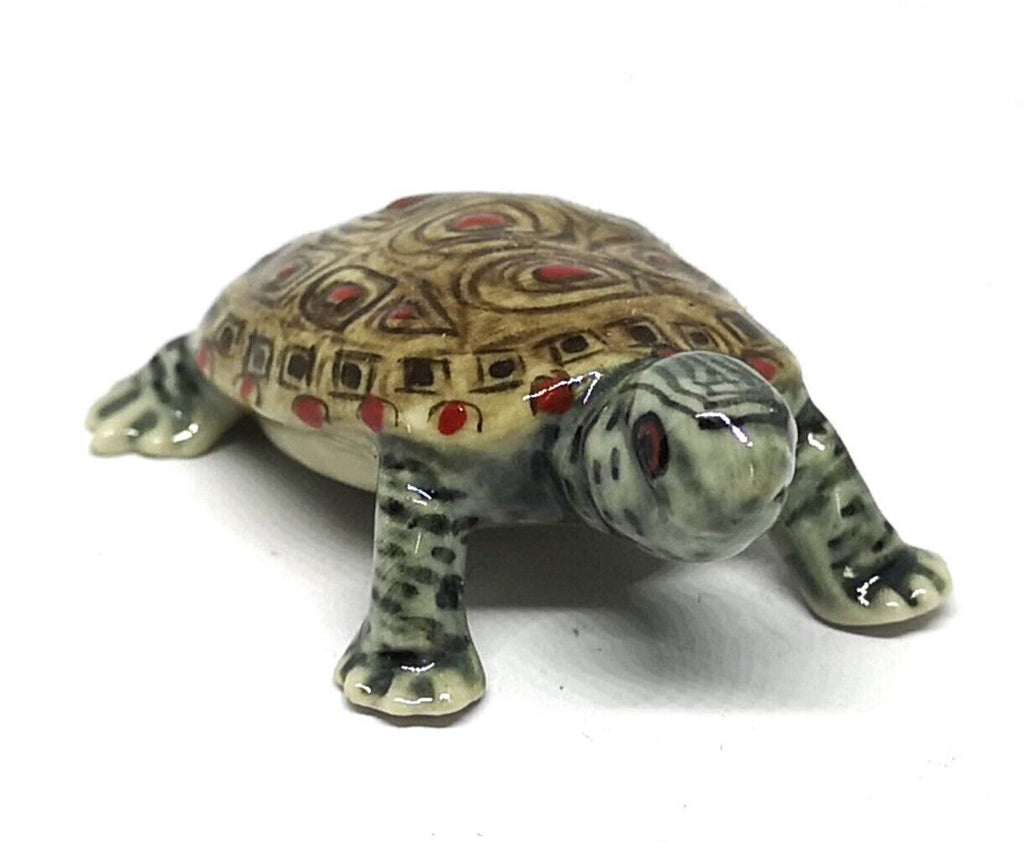 Painted Turtle Logger Head Tourtise Ceramic Miniature Figurine Porcelain Animal