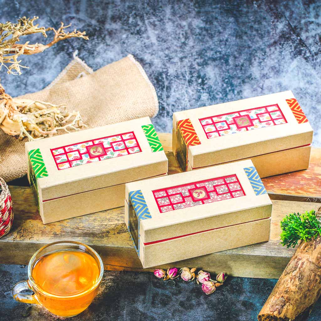 Langfarm-Special Gift With 3 Flavors Green Tea, Oolong & Jasmine Tea -Red Window Design