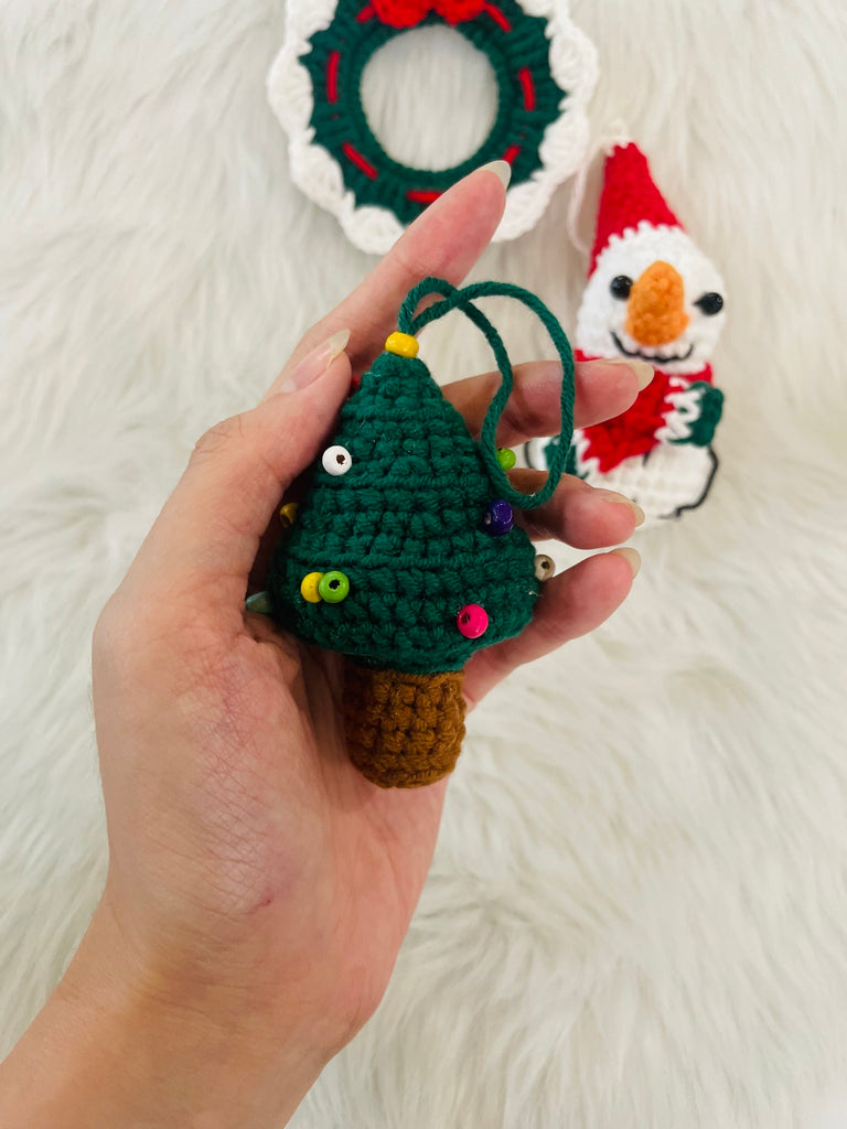 Christmas Hanging Xmas Tree Snowman Laurel Wreath Handmade Amigurumi Stuffed Toy Knit Crochet Doll VAC