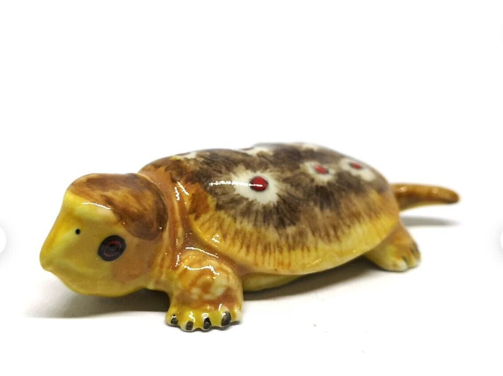 Painted Turtle Logger Head Tourtise Ceramic Miniature Figurine Porcelain Animal
