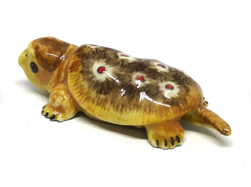 Painted Turtle Logger Head Tourtise Ceramic Miniature Figurine Porcelain Animal