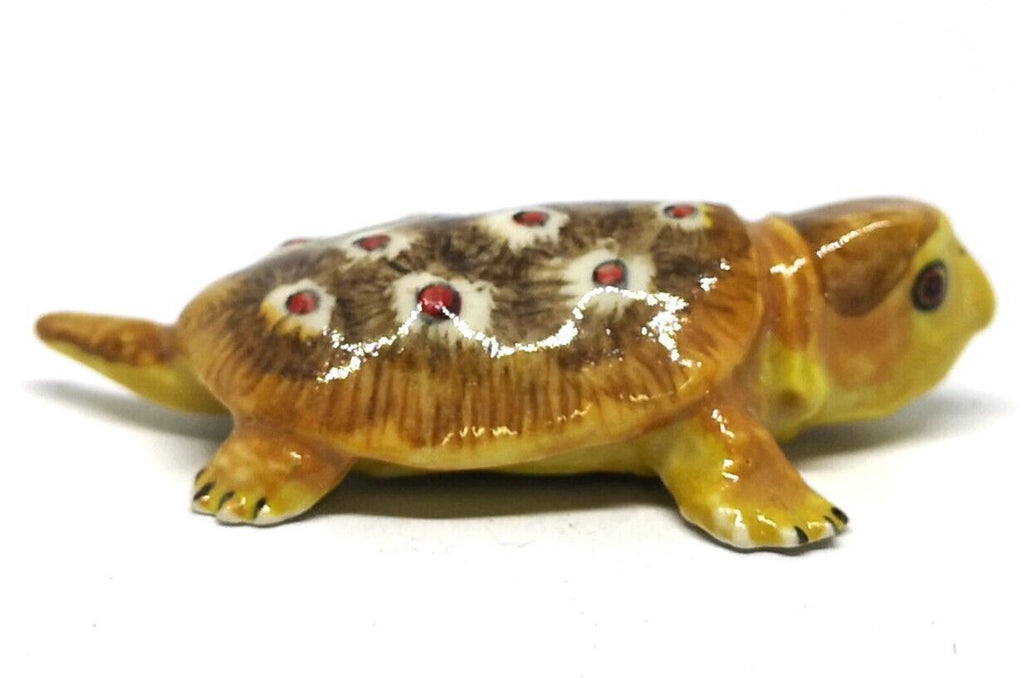 Painted Turtle Logger Head Tourtise Ceramic Miniature Figurine Porcelain Animal