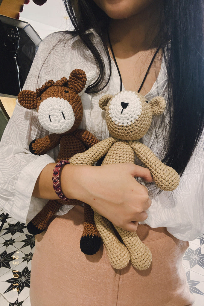 Brown Cow Handmade Amigurumi Stuffed Toy Knit Crochet Doll VAC