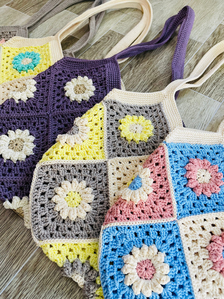 Round Crochet Bag NATURAL Flower Vintage Vibe Different Color NEW ASIA