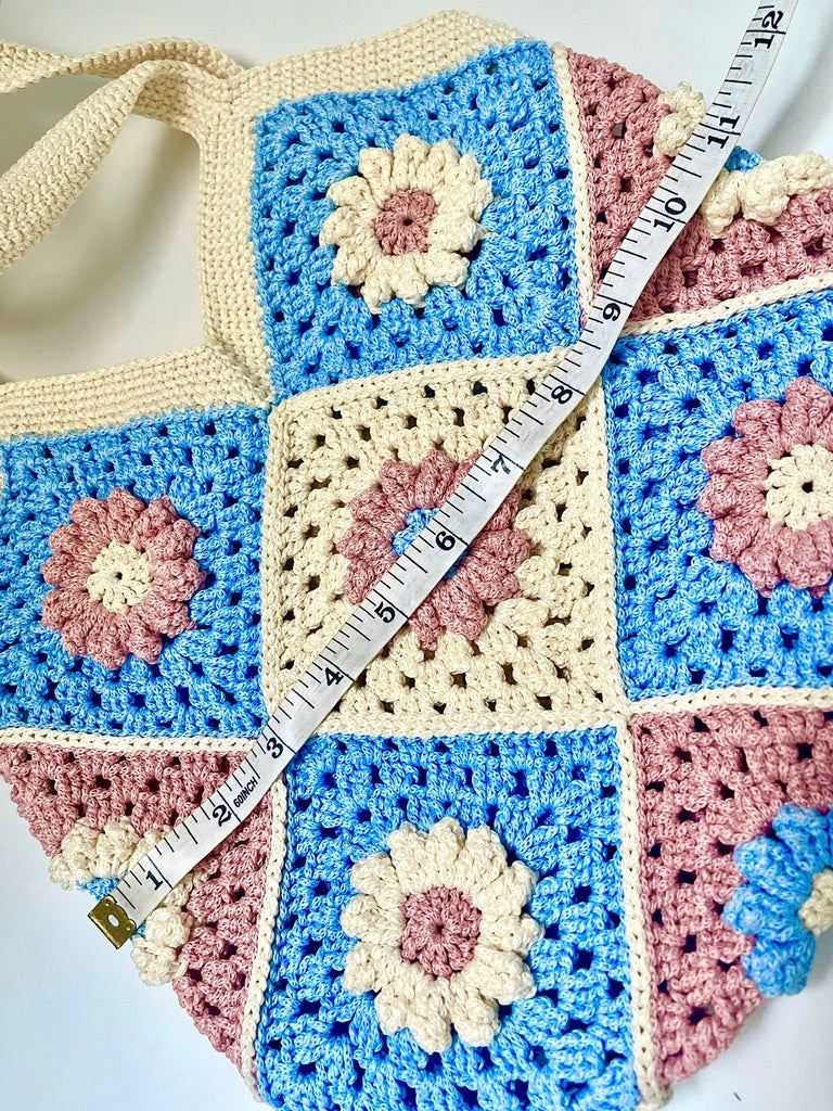 Round Crochet Bag NATURAL Flower Vintage Vibe Different Color NEW ASIA