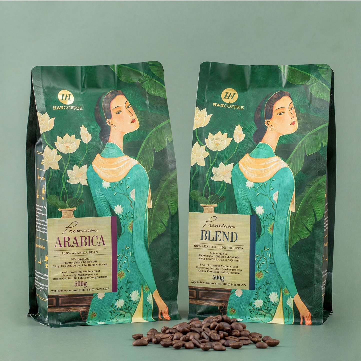 Whole Coffee Beans Drip Styled Vietnamese Robusta, Arabica, & Blended 500 grams by HanCoffee