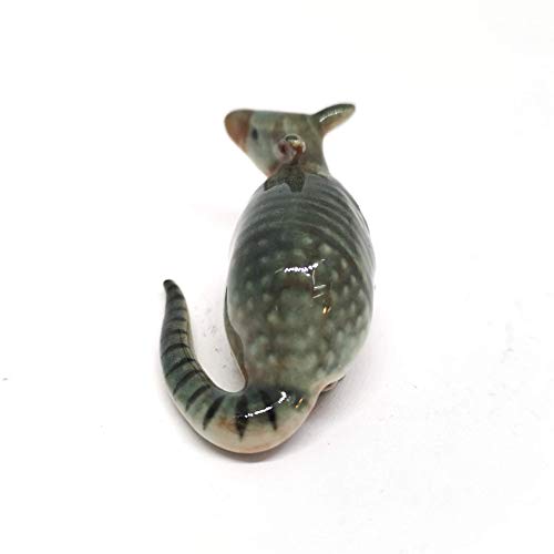 Tiny Ceramic Armadillo Figurine Craft Miniature Collectible Porcelain Animal Zoo