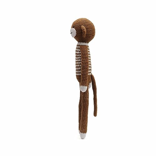Stripe Pattern Long-legged Animal Handmade Amigurumi Stuffed Crochet Doll VAC (Brown Monkey)