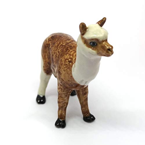 Ceramic Farm Miniature Collectible Porcelain Llama Lama Figurine Brown Standing