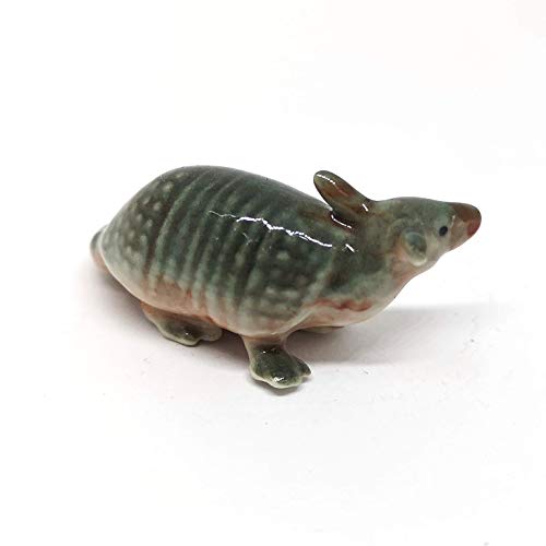 Tiny Ceramic Armadillo Figurine Craft Miniature Collectible Porcelain Animal Zoo