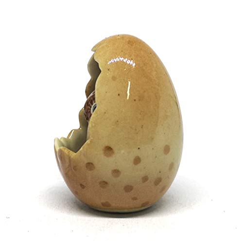 Ceramic Owl in Egg Figurine Brown Hand Painted Collectible Garden Decor Statue