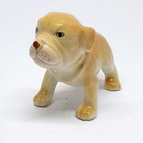 Cute Pitbull Dog Figurine Brown Ceramic Animals Hand Painted Home Decor