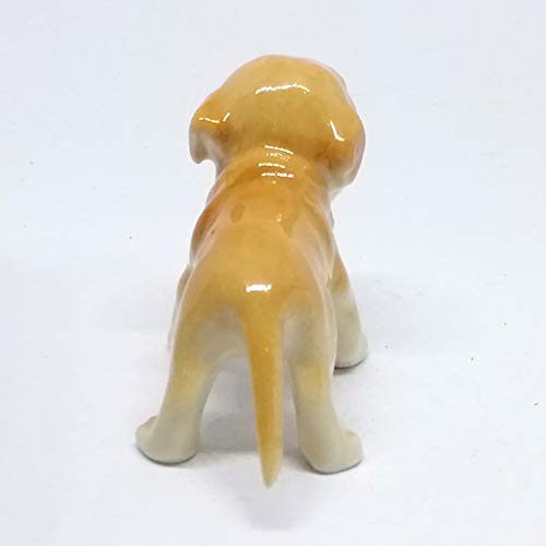 Cute Pitbull Dog Figurine Brown Ceramic Animals Hand Painted Home Decor