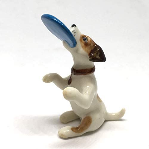 Ceramic Figurine Jack Russell Dog Playing Dollhouse Miniatures Collectibles DIY